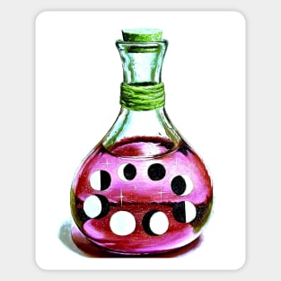 Pink and green Wiccan bottle - moon phases Sticker